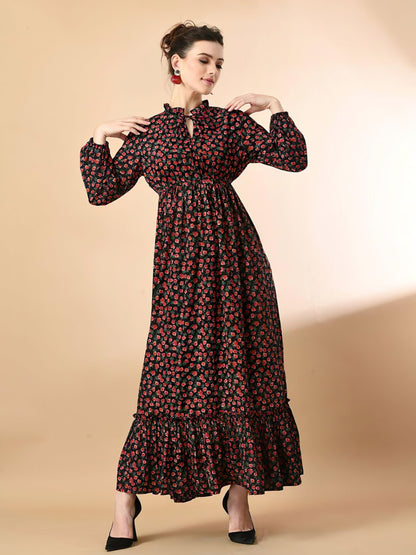 Floral Reddish Long Dress