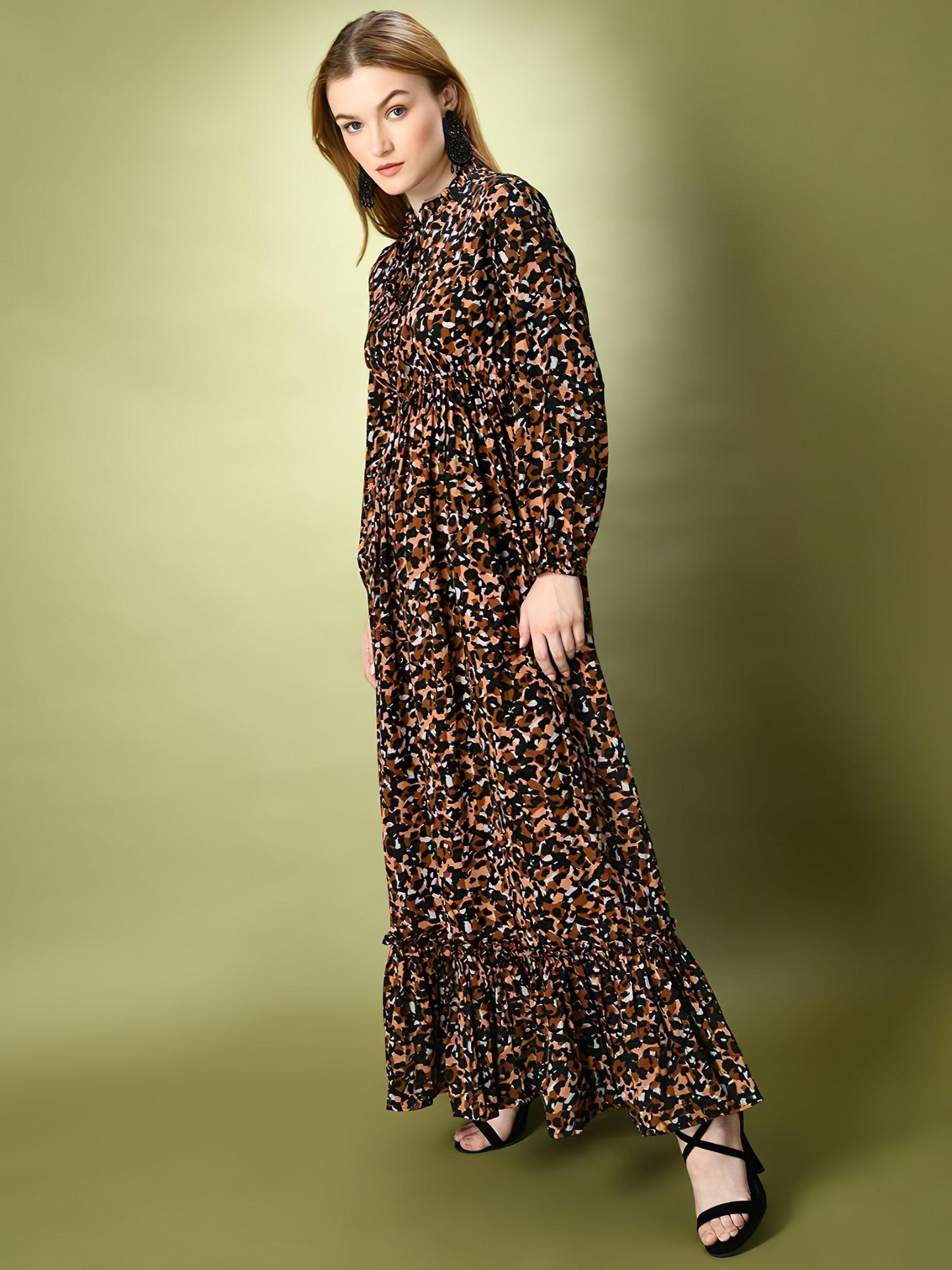 brown zebra long dress