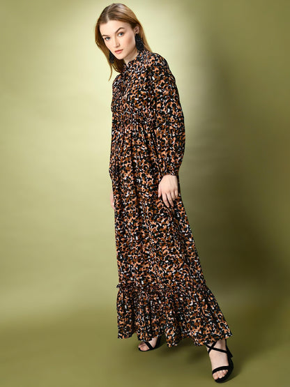 Brown Zebra Long Dress