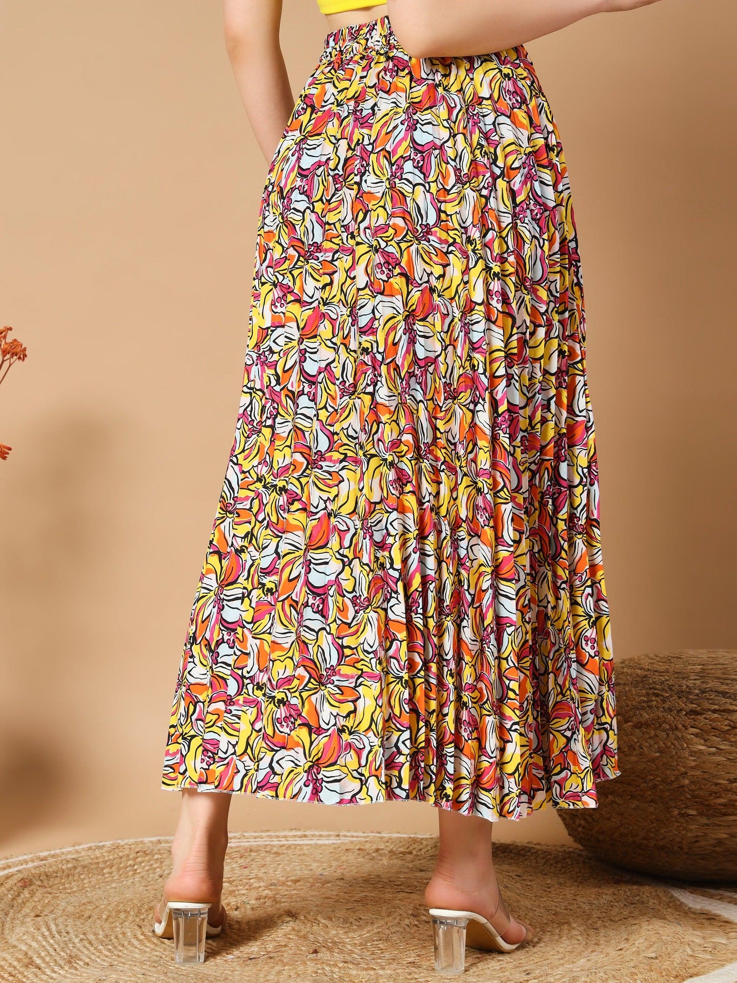 striking yellow flower outline skirts