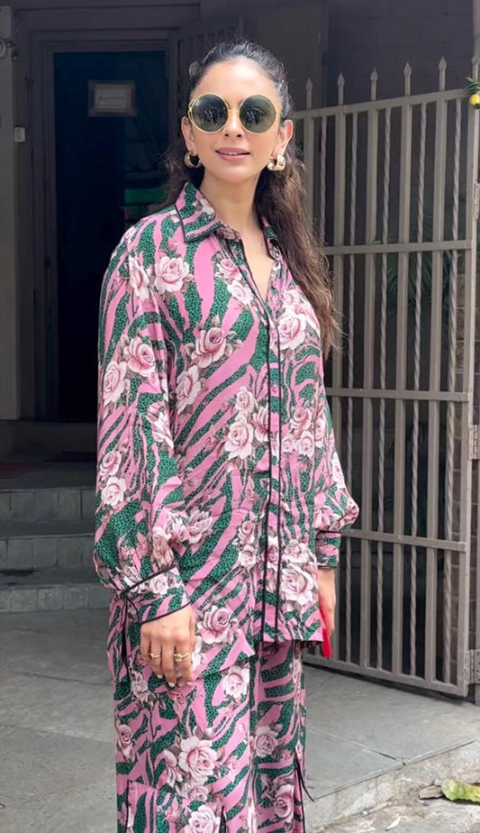 Rakul Preet's Pink Flowery Co-ord Set