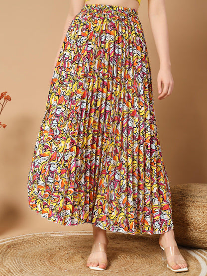 Striking Yellow Flower Outline Skirts