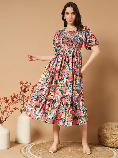 Adorned with a Beautiful Mix Flowers Dress