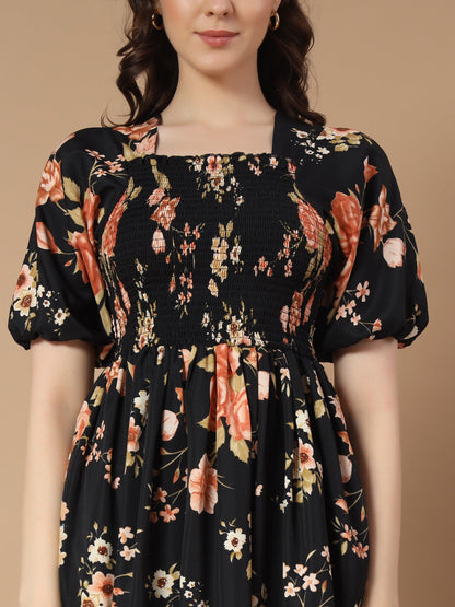 Black and Red Floral Dress